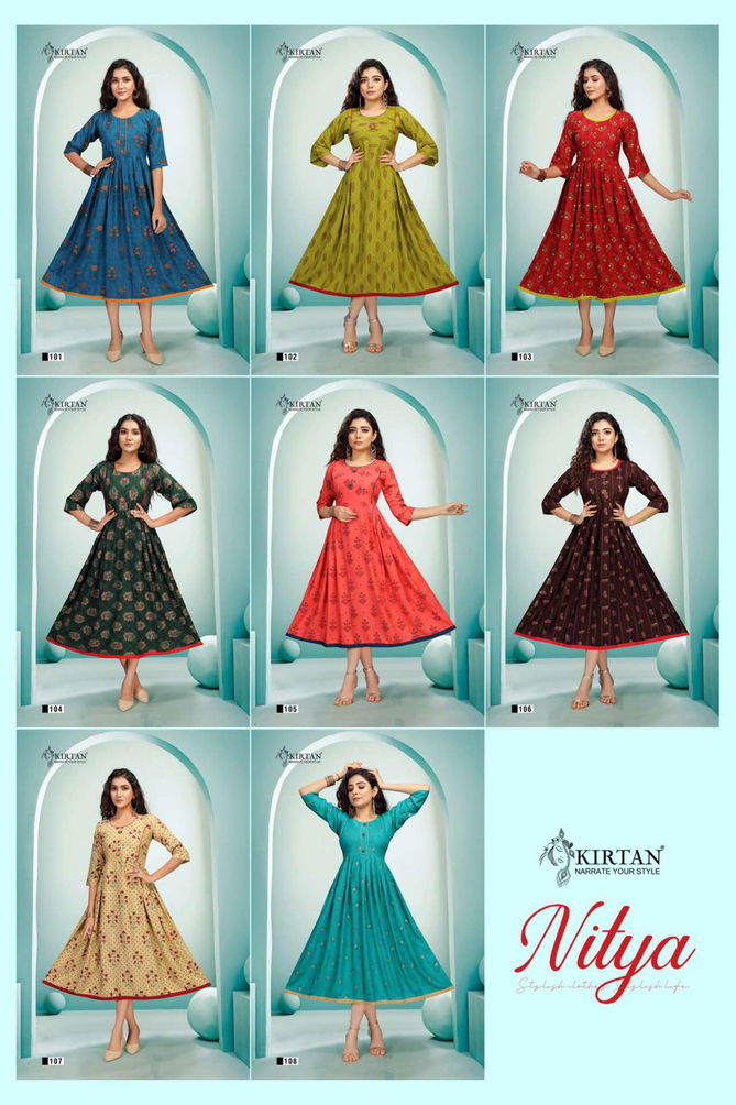 Kirtan Nitya Latest Designer Ethnic Wear Rayon Anarkali Kurti Collection